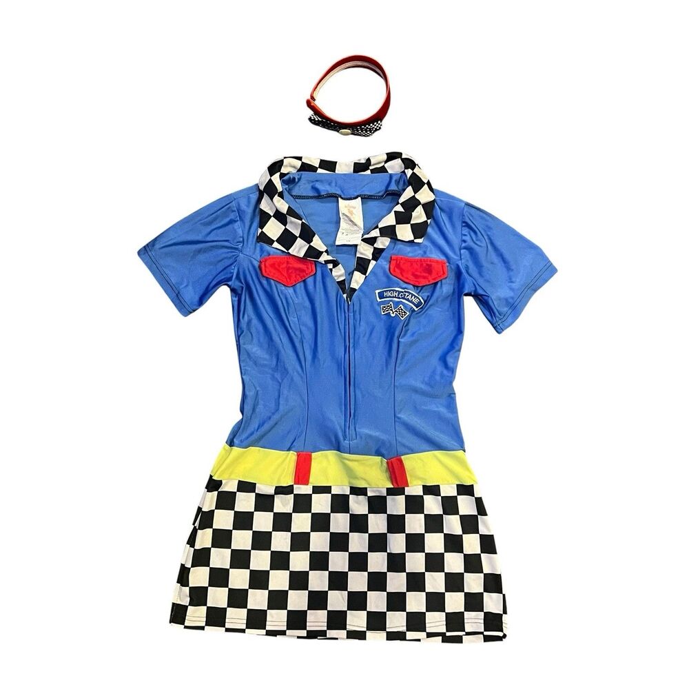 Delicious Sexywear Racy Racer Costume Women’s S/M Checkered Dress Headband